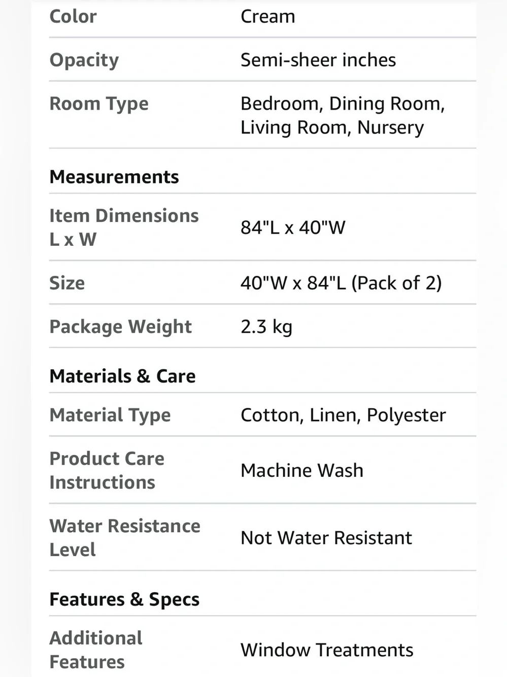 Pinch Pleated Linen Curtains with Hooks & Rings 84” SEMI-SHEER (2-Panels) CREAM